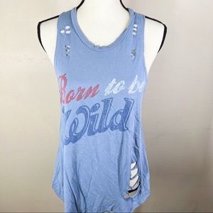 Lyric Born to be Wild Distressed Sleeveless Top